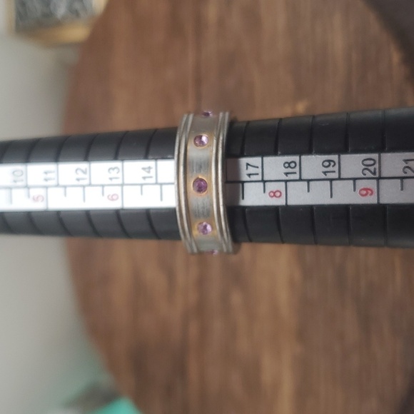 Sterling silver pink‎ crystal band Size 7 R318